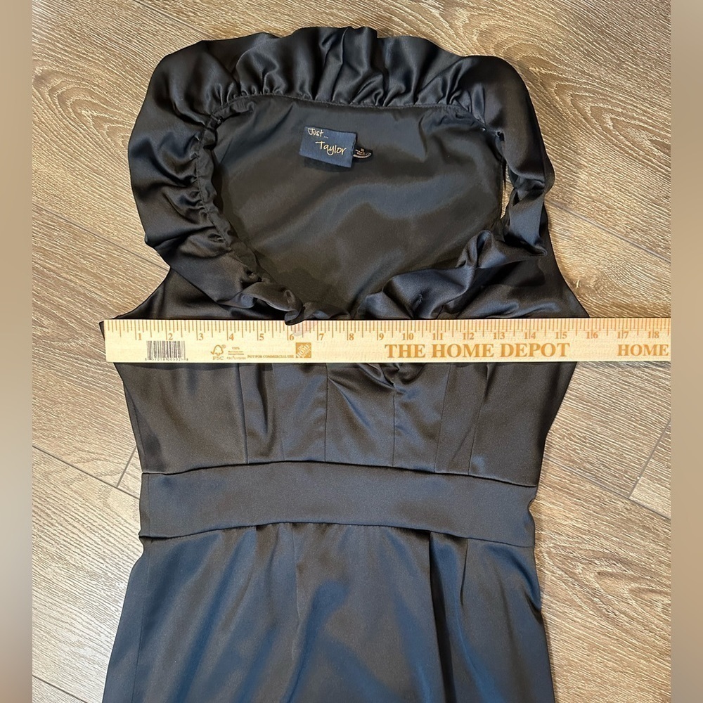 Just…Taylor Black Satin Dress  Pop Collar Ruffle - Picture 8 of 8